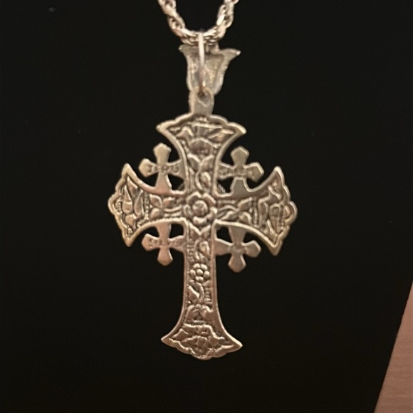 Jerusalem cross VERY RARE Silver with tiger’s eye and ornate carving. - Picture 3 of 5